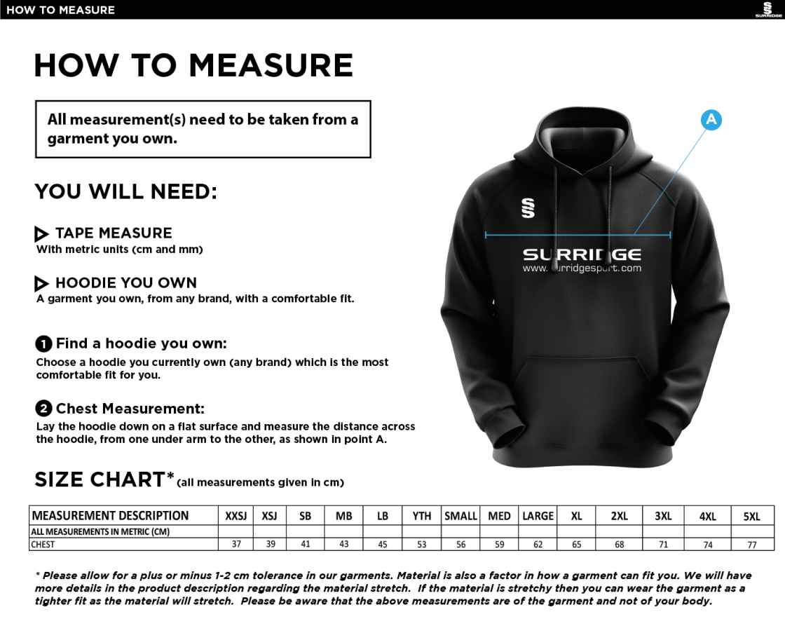 Coaches - Fuse Hoody - Unisex Fit - Size Guide
