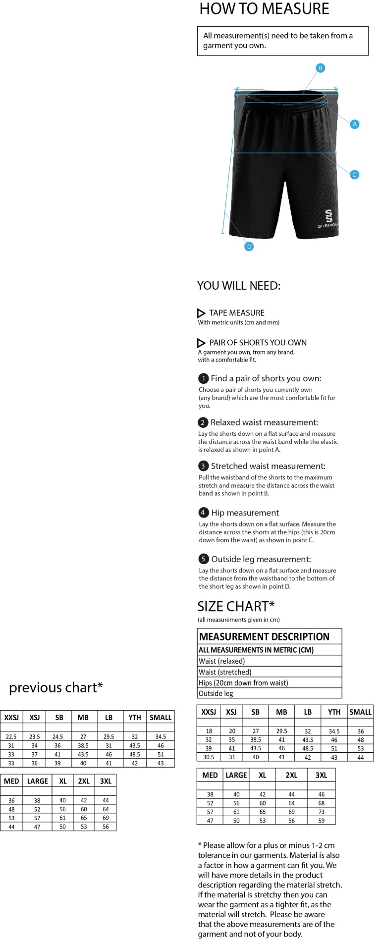 Coaches - Fuse Shorts - Unisex Fit - Size Guide