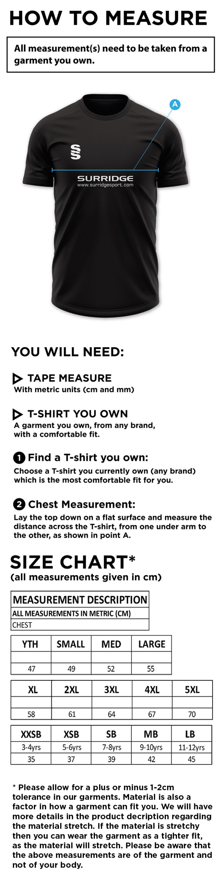 Coaches - Fuse Training Shirt - Unisex Fit - Size Guide