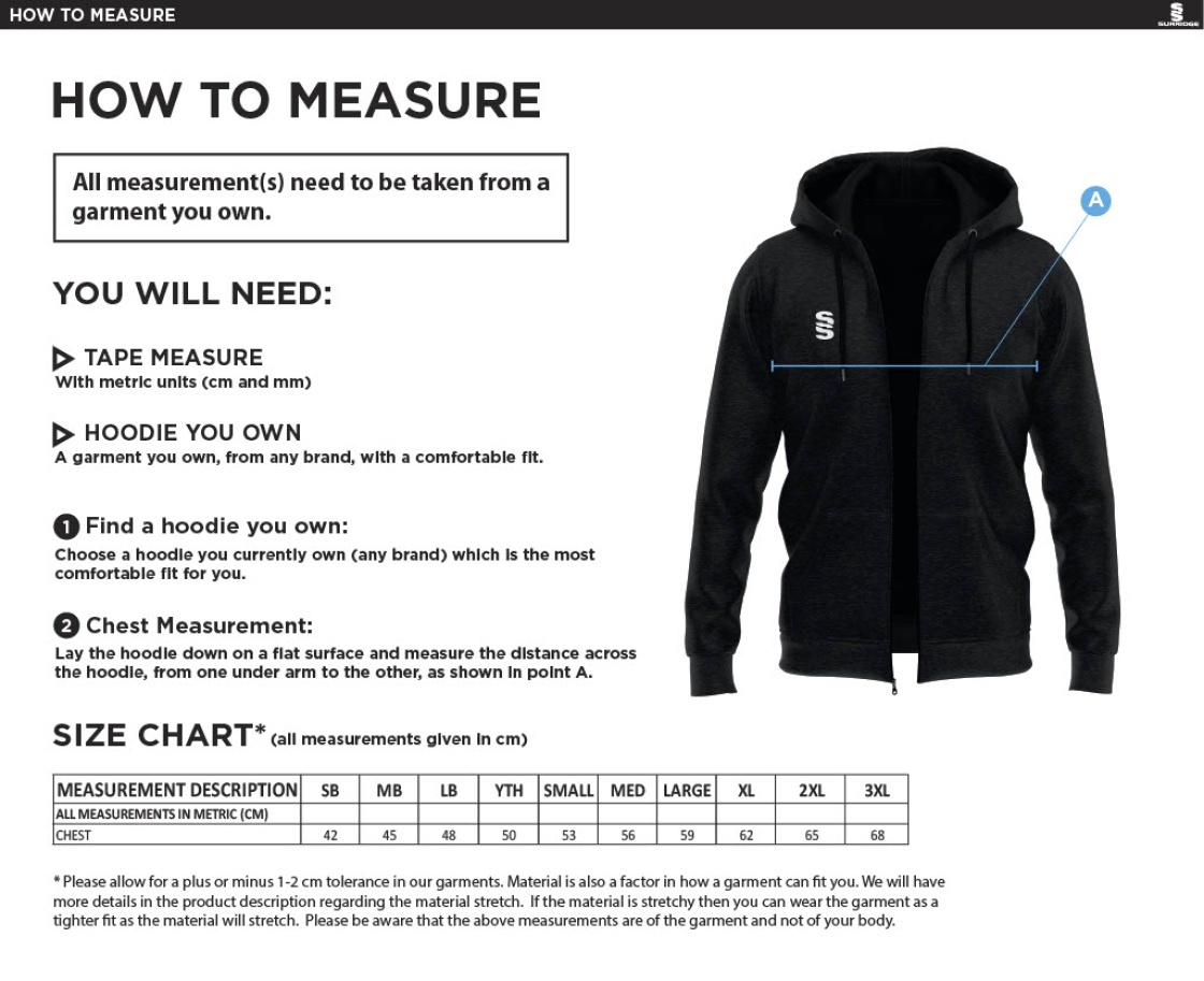 Coaches - Dual Full Zip Hoody - Unisex Fit - Size Guide